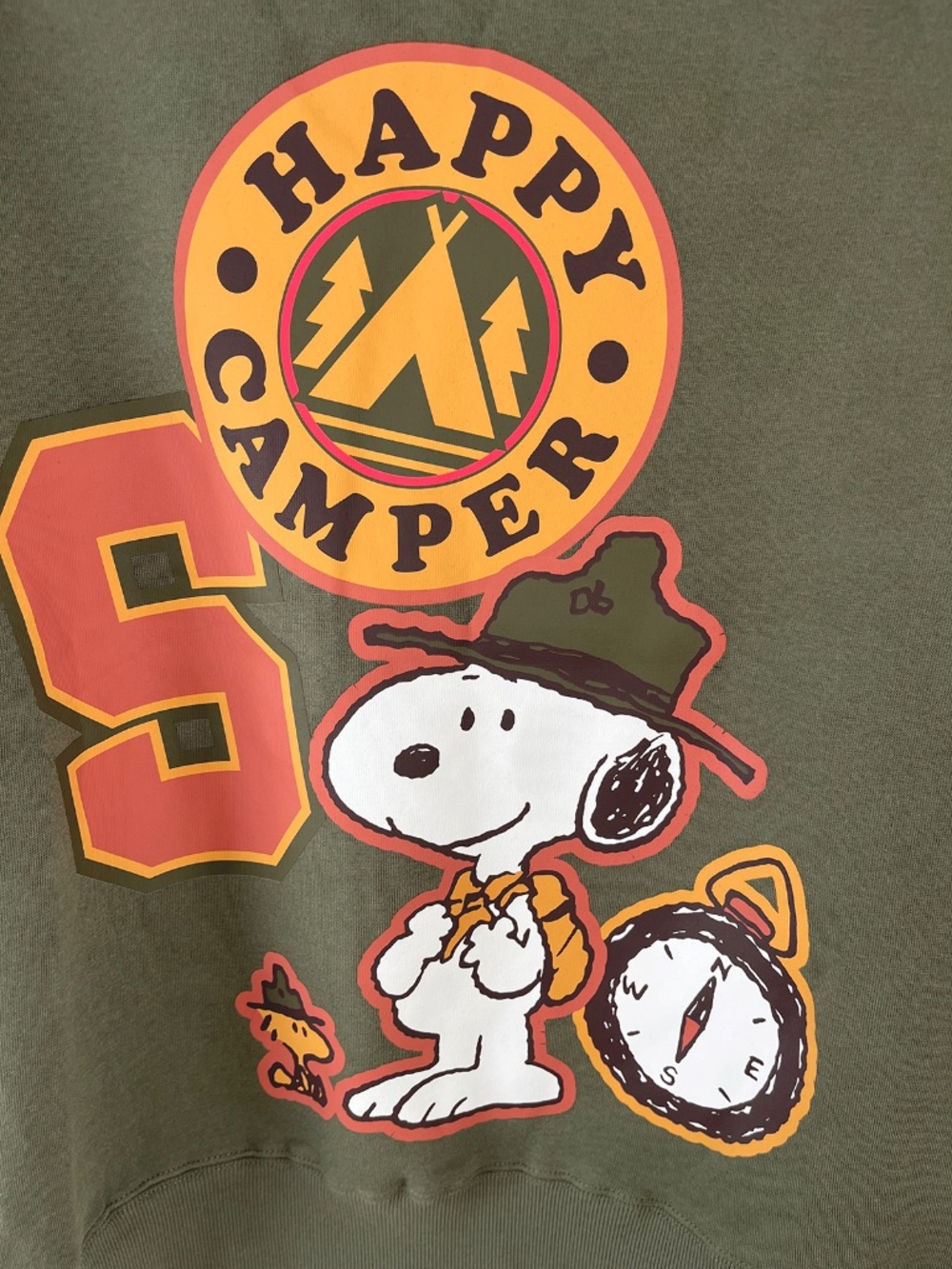 NWOT Peanuts Snoopy Women’s Sweatshirt Off The Shoulder Happy Camper Graphic - Picture 4 of 7